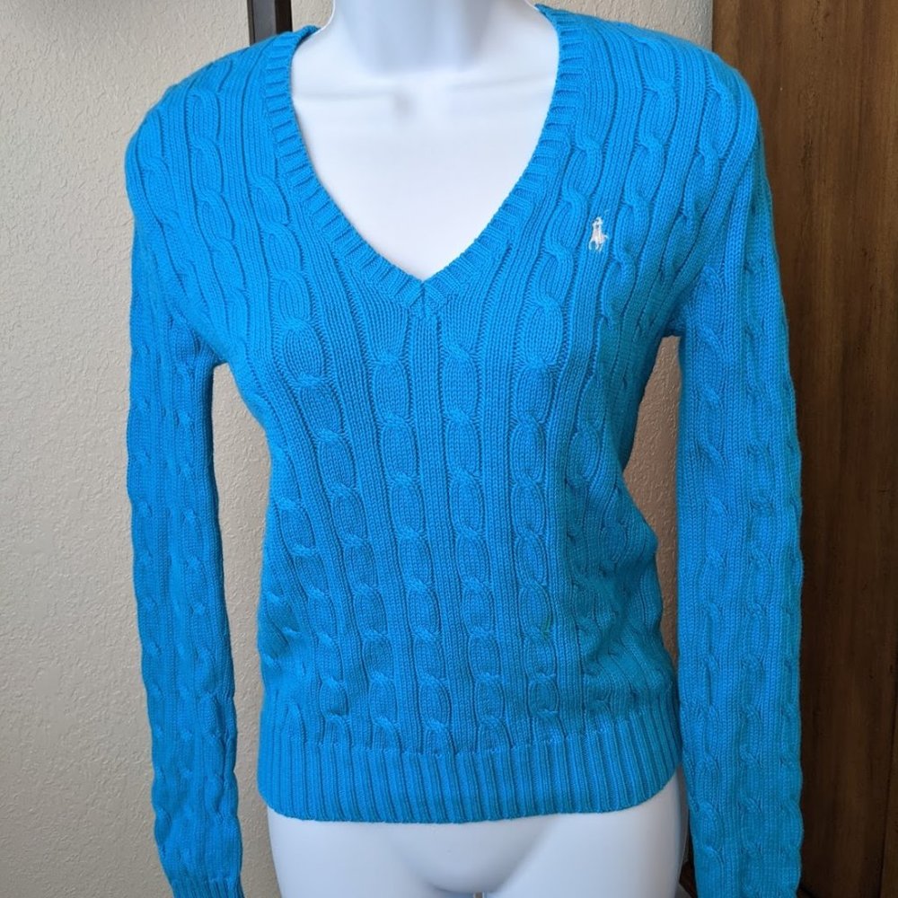***Last chance or donating*** Ralph Lauren Sport turquoise v-neck sweater sz S